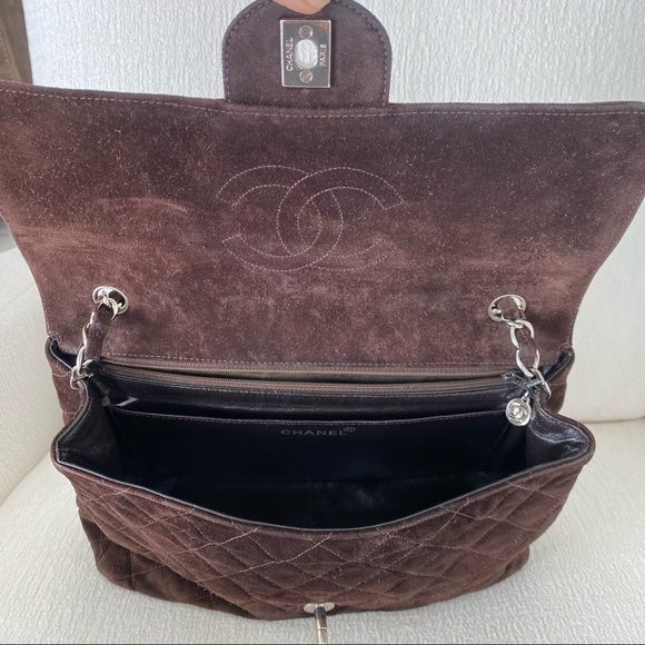 Chanel Vintage Classic Single Flap Bag Quilted Suede Medium Brown - Picture 4 of 17